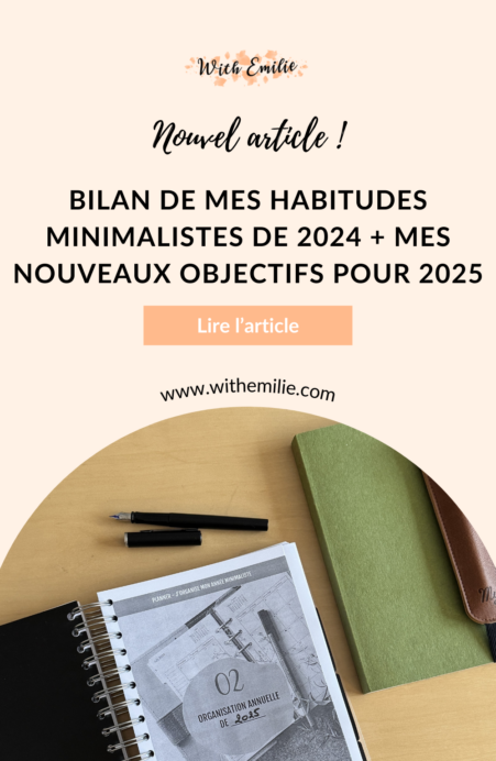 Bilan de mes habitudes minimalistes de 2024 + Mes nouveaux objectifs pour 2025 - Epingle Pinterest