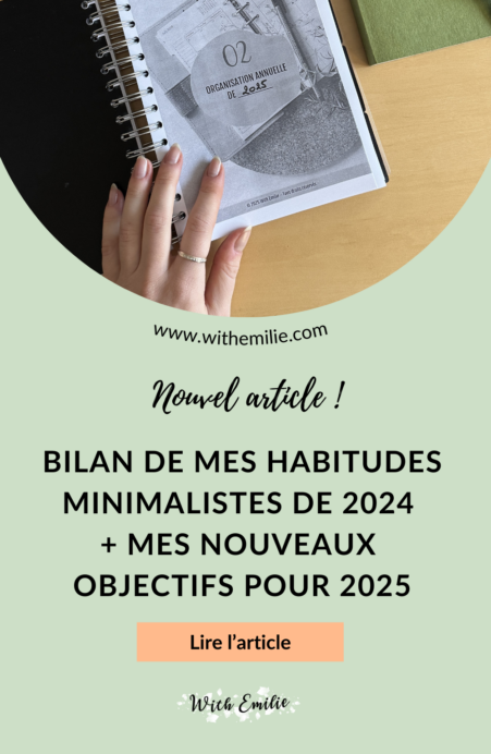 Bilan de mes habitudes minimalistes de 2024 + Mes nouveaux objectifs pour 2025 - Epingle Pinterest